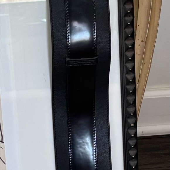 Vintage NWOT Sz S Club Monaco Black Leather Belt w Silver Buckle Handmade Italy - Picture 4 of 7